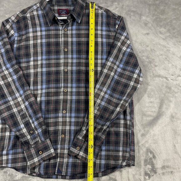 UNTUCKit Mens Large Button Up Shirt Blue Plaid Long Sleeve Casual - Picture 4 of 7